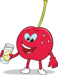 Cherry drinking glass of water