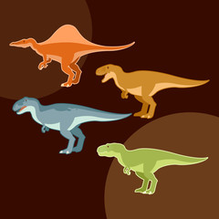 Set of carnivores dinosaurs