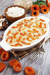 Buckwheat casserole with cottage cheese and dried apricots