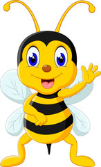 cute Bee cartoon flying of illustration

