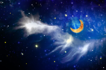 Obraz na płótnie Canvas Full moon and star sky.