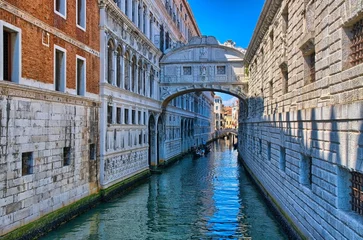 Photo sur Plexiglas Canal Venice - Bridge of Sighs, Ponte dei Sospiri, Italy, HDR