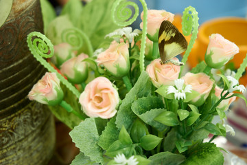 Butterfly catch at decoration rose