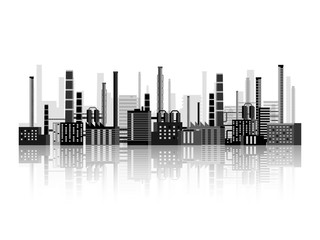 Vector illustration. Industry. Power plant. Factory. Industrial silhouettes. Engineering, construction. Gas and oil