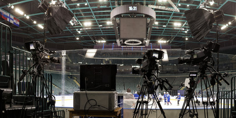 TV camera for broadcast hockey