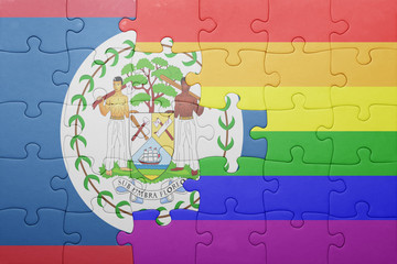 puzzle with the national flag of belize and gay flag