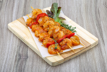 Raw prawn skewer