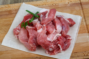 Diced pork meat
