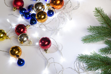 multicolored Christmas lights and balls