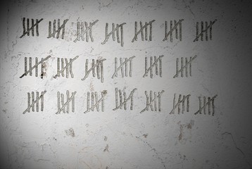 Illustration of Counting Time with lines on wall
