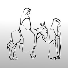 Maria und Josef mit Esel