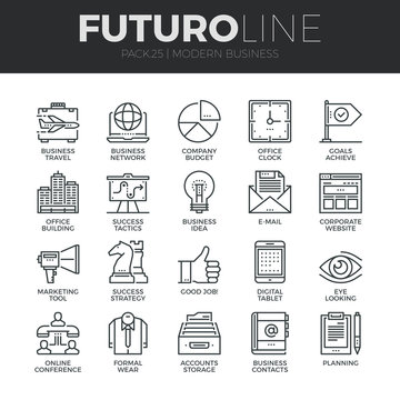 Modern Business Futuro Line Icons Set