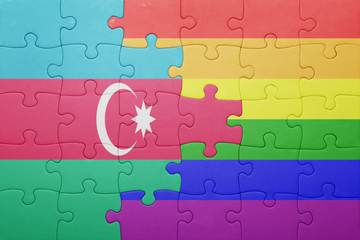 puzzle with the national flag of azerbaijan and gay flag
