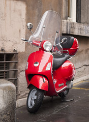 classic red vespa  the street
