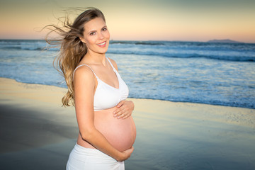Pregnant woman beach