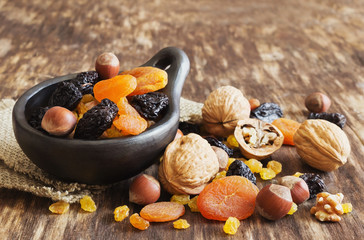 various dried fruits and nuts