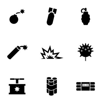Vector black bomb icon set. Bomb Icon Object, Bomb Icon Picture, Bomb Icon Image - stock vector