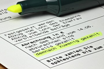 Steuerbescheid mit angemarkerter Nachforderung