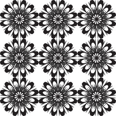 Seamless pattern with flowers. Vintage texture. Monochrome backdrop. Gray and white daisies. White background. Vector Illustration. 