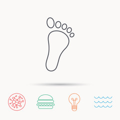 Baby footprint icon. Child foot sign.