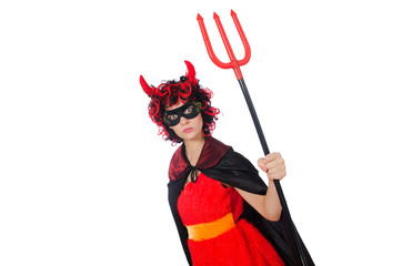 Woman devil in funny halloween concept