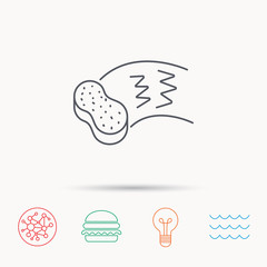 Hand wash icon. Cleaning sponge sign.