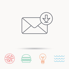 Mail inbox icon. Email message sign.