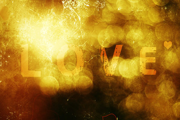 Love Valentines day abstract background with bokeh lights and he