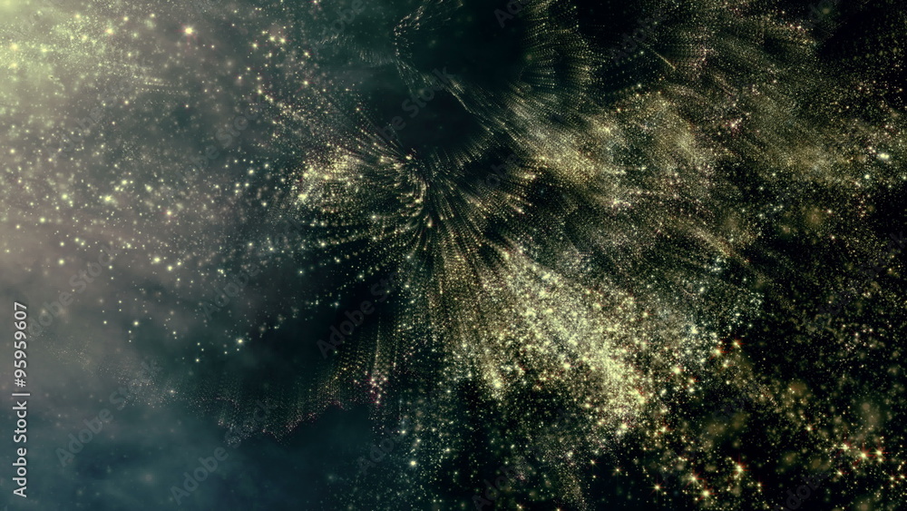 Wall mural star warp 027: space travel through star fields to a distant galaxy (loop).