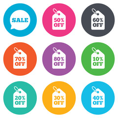 Sale discounts icons. Special offer signs.