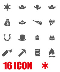 Vector grey wild west icon set. Wild West Icon Object,  Wild West Icon Picture, Wild West Icon Image - stock vector