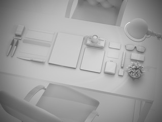 Branding mock up set of branding elements on gray background