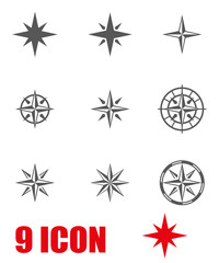 Vector grey  wind rose icon set. Wind Icon Object,  Wind Icon Picture, Wind Icon Image - stock vector