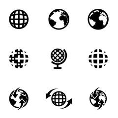 Vector black world map icon set. World Map Icon Object,  World Map Icon Picture, World Map Icon Image - stock vector