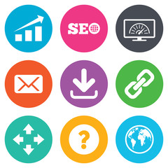 Internet, seo icons. Bandwidth speed sign.