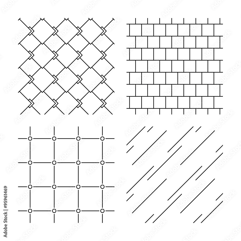 Poster mosaic, diagonal lines and grid textures.