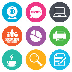 Office, documents and business icons.