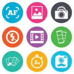 Photo, video icons. Camera, photos and frame.