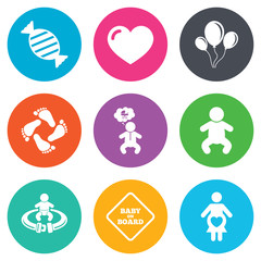 Pregnancy, maternity and baby care icons.