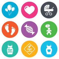 Pregnancy, maternity and baby care icons.