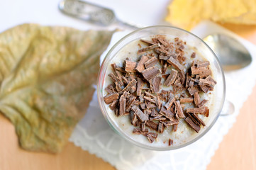 Custard puddings with a chocolate crumb.