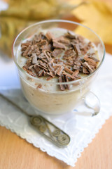 Custard puddings with a chocolate crumb.