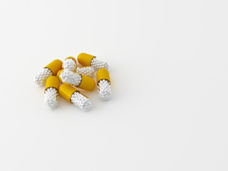 some 3d maded pills on a white background