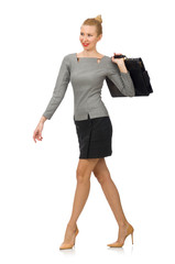 Fototapeta premium Woman with briefcase isolated on white