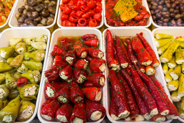 Greek  antipasti.  antipasti  on the market