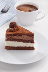 Chocolate cake and coffee