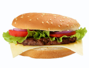 Cheeseburger isolated on white