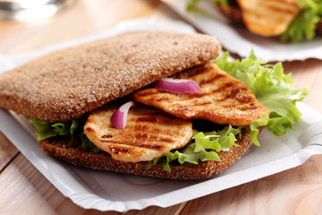 Sandwich on a paper tray