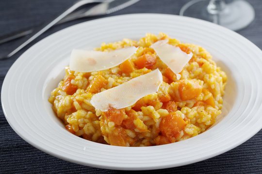 Pumpkin risotto with Parmesan cheese