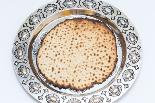 Matzos for Passover. Handmade with A silver bowl 